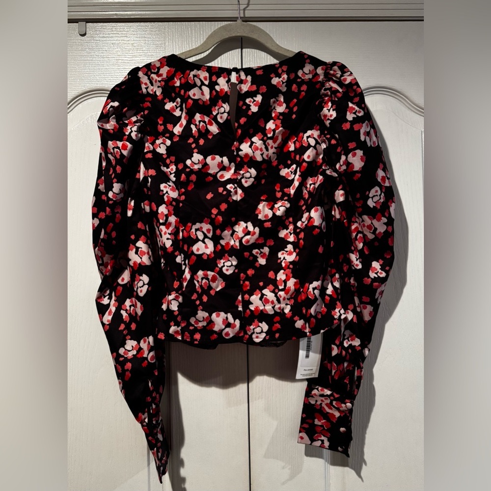 Sandro Paris Puff Sleeve Pink Abstract Print Blouse - Size S? - Picture 5 of 7